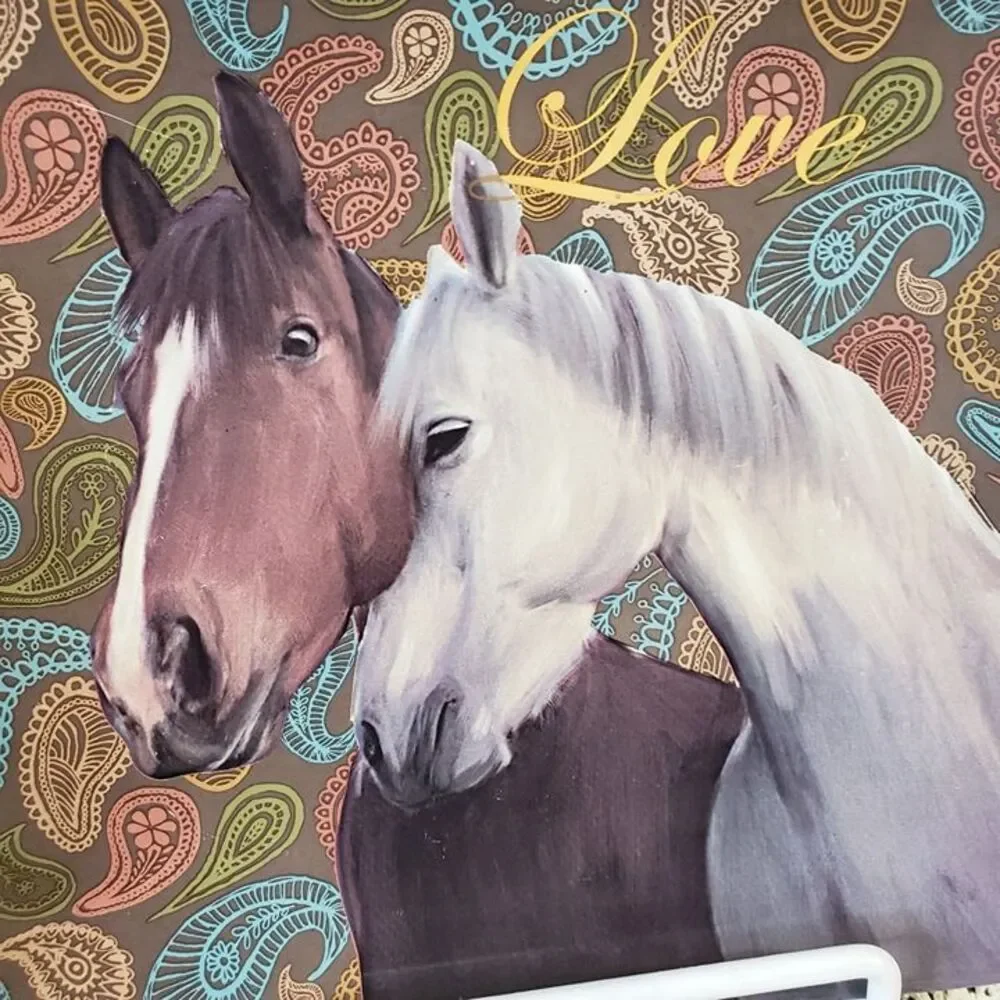 Beautiful Brown Paisley Square Horse Plate Cracker Barrel Equestrian Serving